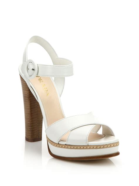 white prada platform sandals|prada chunky heel sandal.